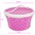 Round Vegetables  Fruit Basket with Cover, ( Pink )