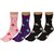 Neska Moda Premium Women 4 Pairs Terry Cotton Ankle Length Thumb Socks Pink Purple Black S807