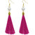 JewelMaze Pink Thread Gold Plated Tassel Earrings