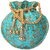 Milans Creation Embroidered Silk Potli Bag Pearl Handle with Drawstring Closure  firozi blue