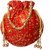Milans Creation Embroidered Silk Potli Bag Pearl Handle with Drawstring Closure  Red colour