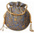 Milans Creation Embroidered Silk Potli Bag Pearl Handle with Drawstring Closure  Tassels grey