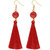 JewelMaze Red Thread Gold Plated Tassel Earrings