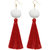 JewelMaze Red Thread Gold Plated Tassel Earrings