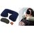 Premium Inflatable Neck Pillow with Eye Mask and Ear Buds Travel Combo Kit