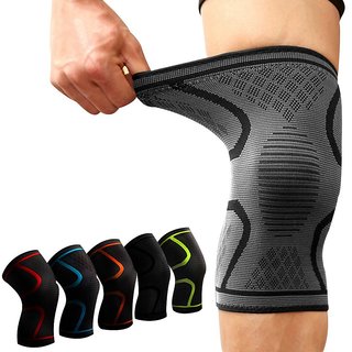Fitness Running Cycling Knee Support Braces Elastic Nylon Sport Compression Pad Sleeve (Multi-Color) (Extra Large)