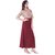 Alobha Rayon Half Sleeves Frock Style Red Printed Long  Kurtas  Kurtis for Women's