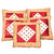 Kuber Industries Embroided Mirror Work Satin Cushion Cover Set of 5 - Golden - 16*16 Inches