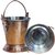 Kuber Industries Handmade Hammered Copper Steel /Copper Gravy Bucket/Balti With 1 Copper Serving Spoon For Serving Dishes (Buck09)