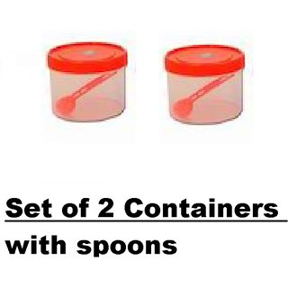 2 fresh food container with plastic spoon