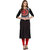 Janasya Women's Black Crepe Straight Graphic Print Kurta
