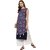 Janasya Women's Blue Crepe Straight Abstract Print Kurta