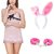 Women Hot Sexy Lingerie Mini Babydoll Sleepwear Dress Pink Colour Lingerie with Handcuff and Bunny Band- By Billebon