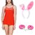 Women Hot Sexy Lingerie Mini Babydoll Sleepwear Dress Red Colour Lingerie with Handcuff and Bunny Band- By Billebon