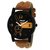 Hwt black dail brwon leather strap party wear watches for mens