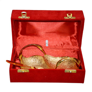 Gold Plated Twin Swan Shaped Bowl With Spoon Set Of 2 Pcs