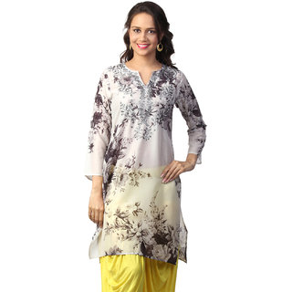 Love FromIndia Grey Floral Monotone Print Tunic_buy One Tunic Get One Scraf Free