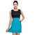 Klick2Style Turquoise  and Black Plain Skater Dress For Women