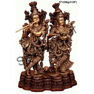 Shop Brass Radha Krishna Statue Playing Flute 35kg Pair Online Shopclues