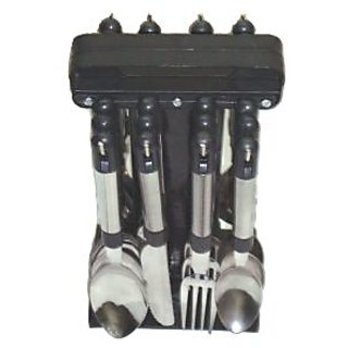 24 Pcs. Cutlery Set With Plastic Handle + Stylish Stand