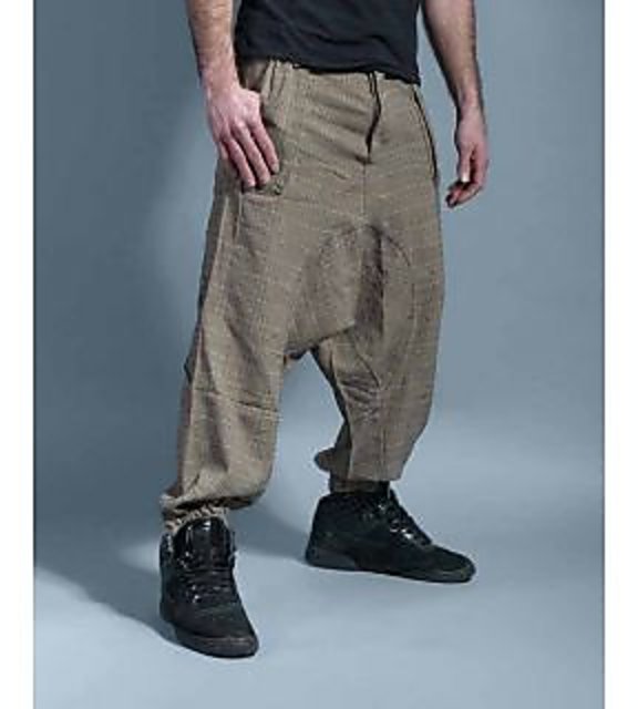 Men's Linen Baggy Hippie Boho Yoga Harem Pants African Pattern Print  Lightweight Elastic Waist Drop Crotch Jogger Yoga Baggy Genie Boho Pants -  Walmart.com