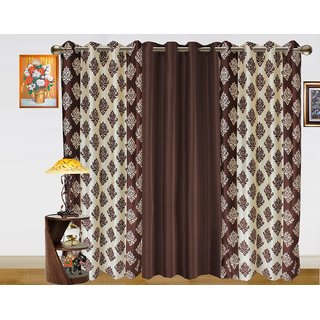 Dekor World Double Damask Curtain-Pack Of 3 Pcs