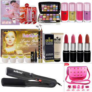 Big Saving Combo Makeup Sets With Hair Straightener Cum Curler