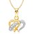 Vina's Joint Heart Shaped Gold and Rhodium Plated Pendant