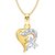 Vina Lovely Heart Shape Gold And Rhodium Plated Pendant
