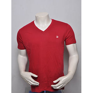 Buy Justees Men Red V Neck T-Shirt