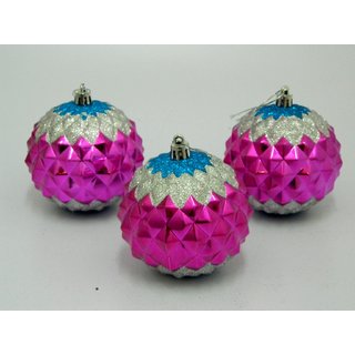Cristmas Tree Decor Decorative Balls Set Of 3 Pink
