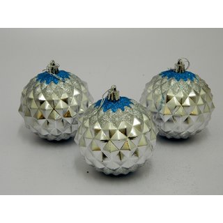 Cristmas Tree Decor Decorative Balls Set Of 3 Silver