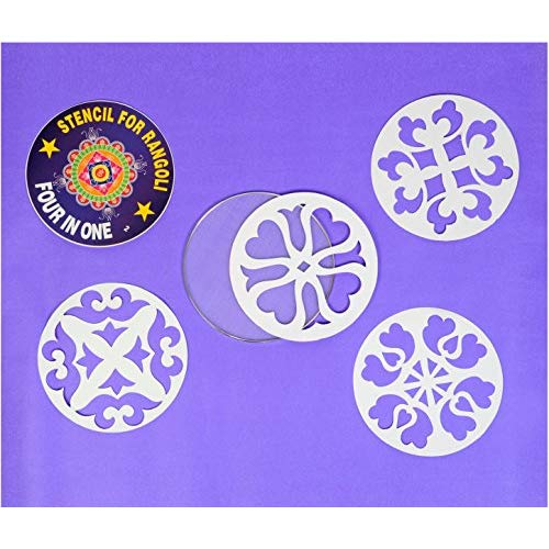 Buy Vardhman Interchangeabl Paper and Net Rangoli Stencil 8 Inches with ...