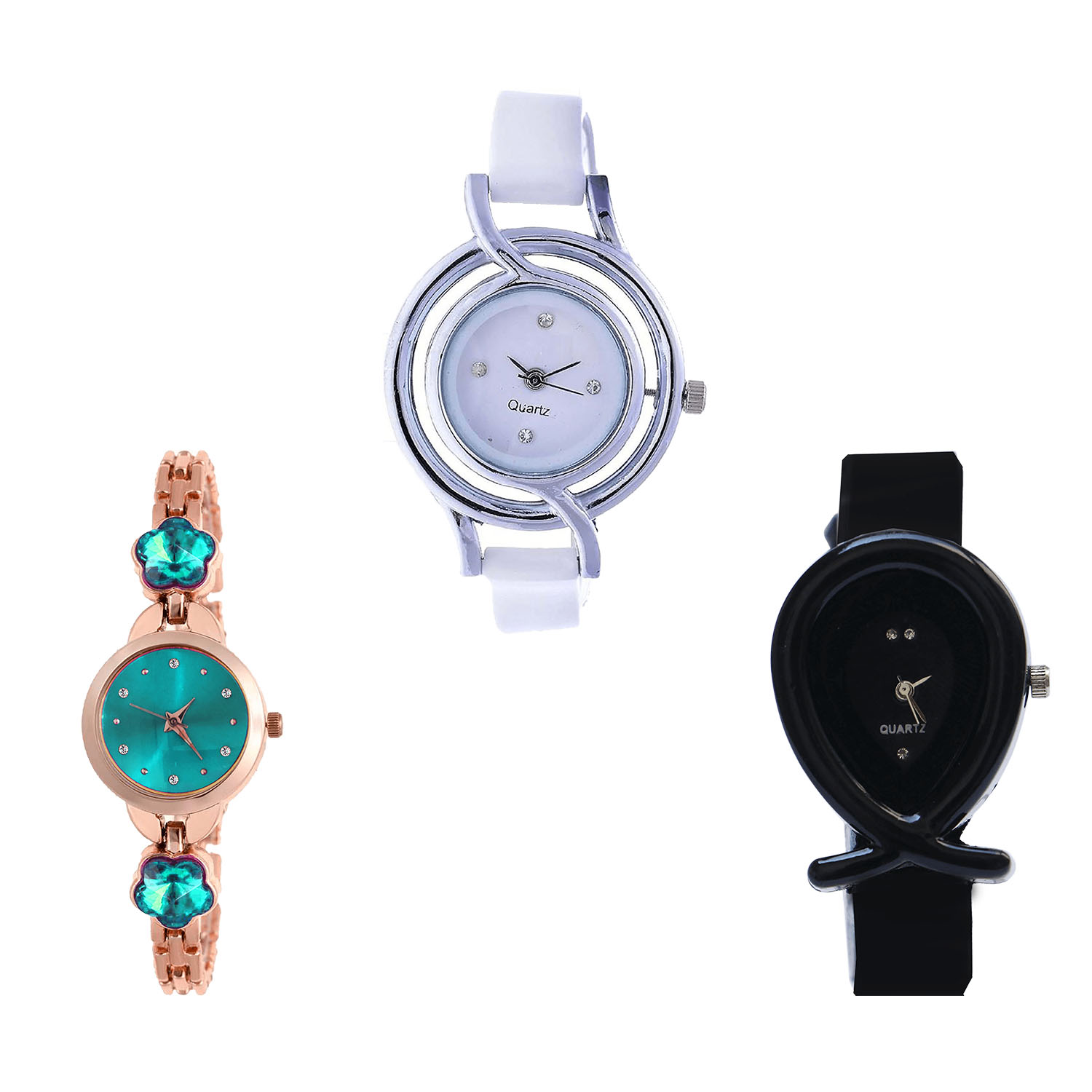 Buy Neutron Contemporary 3D Design Flower Dimond And Fish Shape Analogue White, Rose Gold And