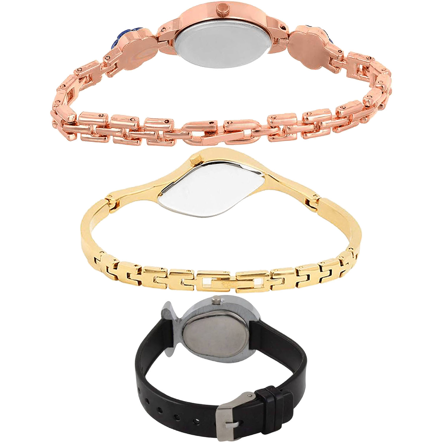 Buy Neutron New Quartz Flower Dimond And Fish Shape Analogue Rose Gold, Gold And Black Color