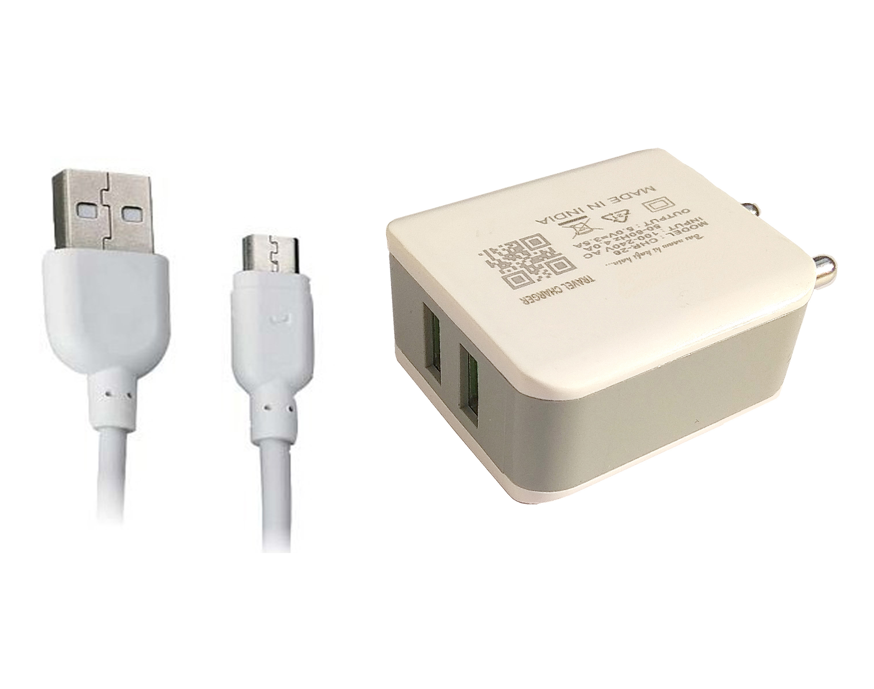 3.5 Amp 5V Dual USB Port Fast Charger Travel Adapter/Wall Charger/Dock For All Smartphones Mobiles with Charging Cable