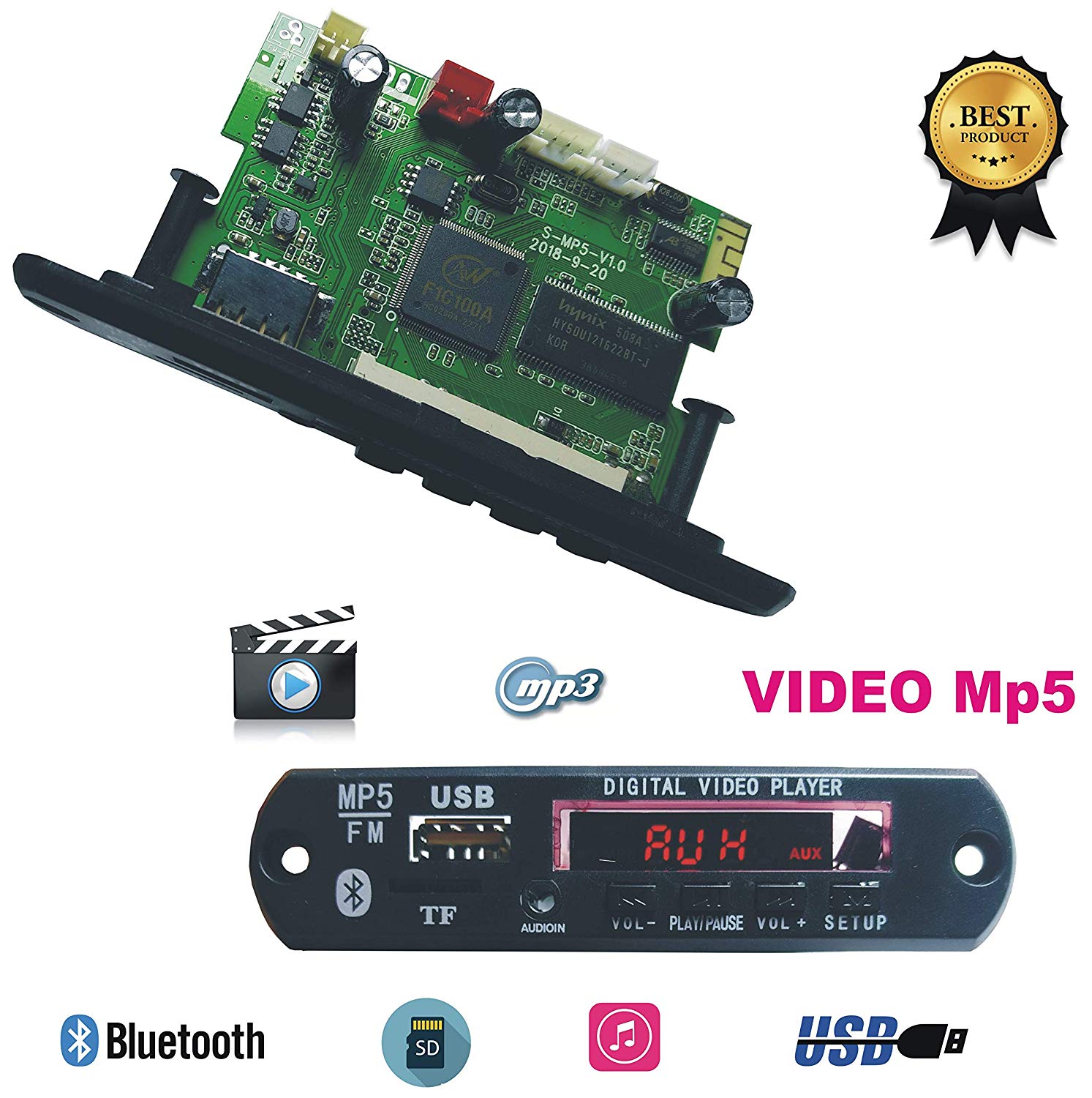 Buy VRK INDIA Bluetooth FM USB AUX Card Mp5 Stereo Audio Video Player