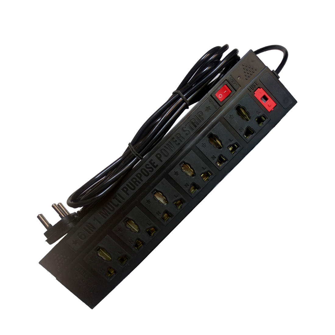 6+1NEW EXTENSION CORD BOARDS ELECTRIC POWER STRIP SURGE PROTECTOR MULTI PLUG 6 Socket 6 Socket Surge Protector Black