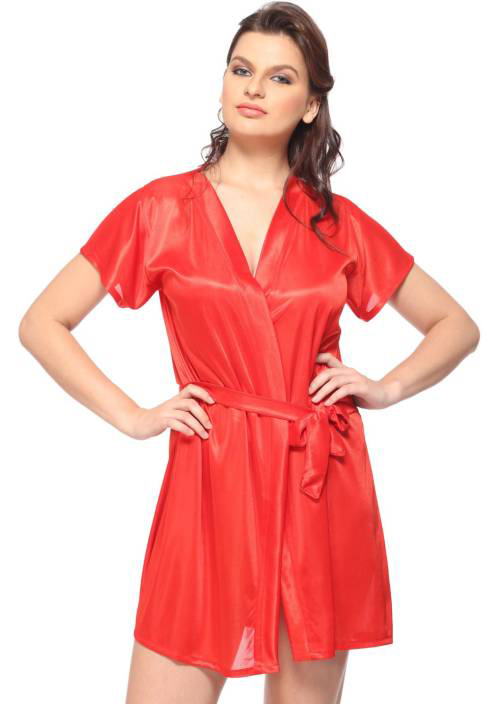 Buy ARARA Satin Nightwear Robe Night Dress Red Online @ ₹289 from ShopClues