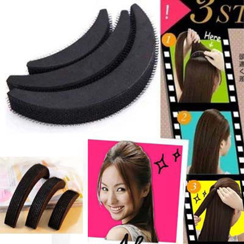 Buy 3pc black colour hair puff bumpits puff hair accessories Online