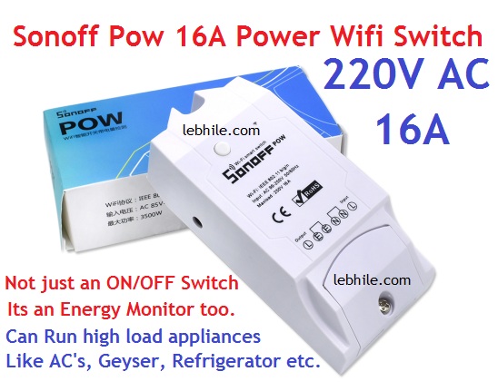 Buy Sonoff Pow 16A Wifi Smart Switch Energy Monitor for Android iOS ...