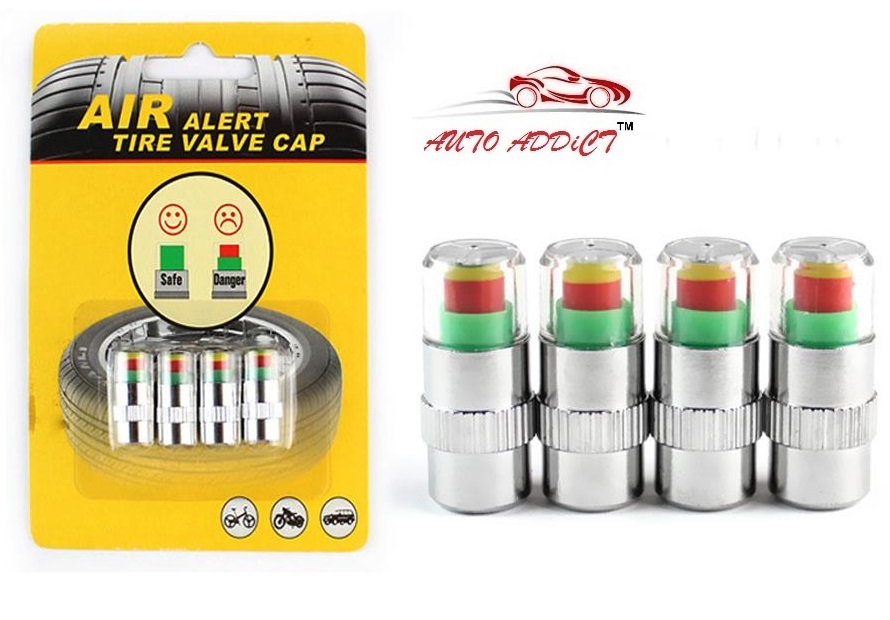 Buy Auto Addict Scooty Tire Pressure Air Alert Iron Tyre Valve Caps Set ...