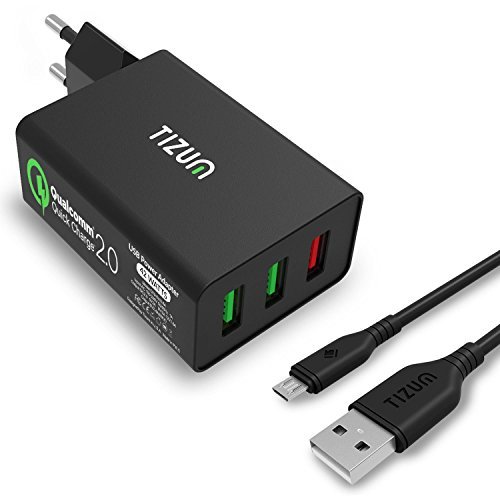 Tizum Qualcomm 3 Ports USB Wall Power Adapter Black