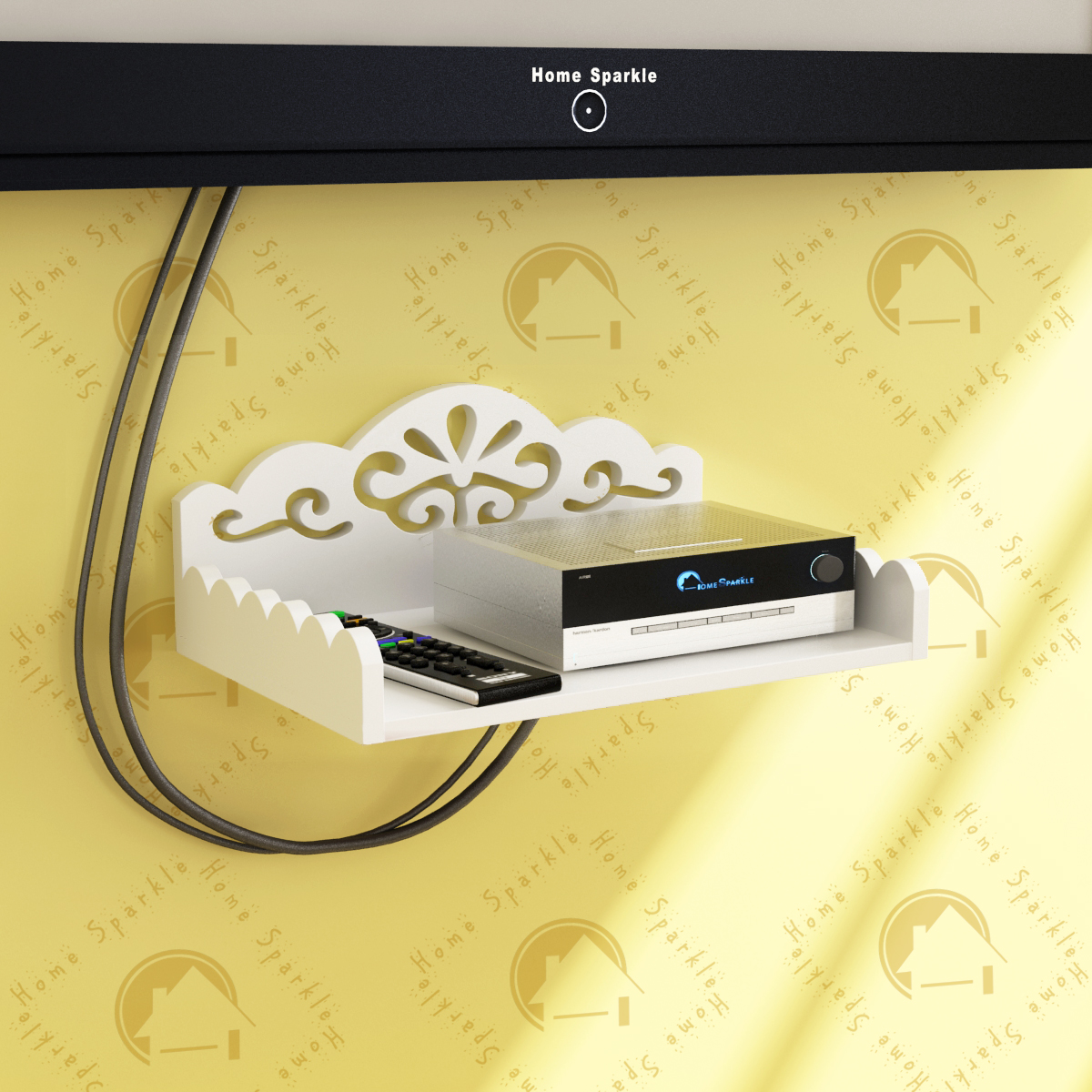 Buy Home Sparkle Carved Set Top Box Holder/Wifi Modem Stand, Suitable
