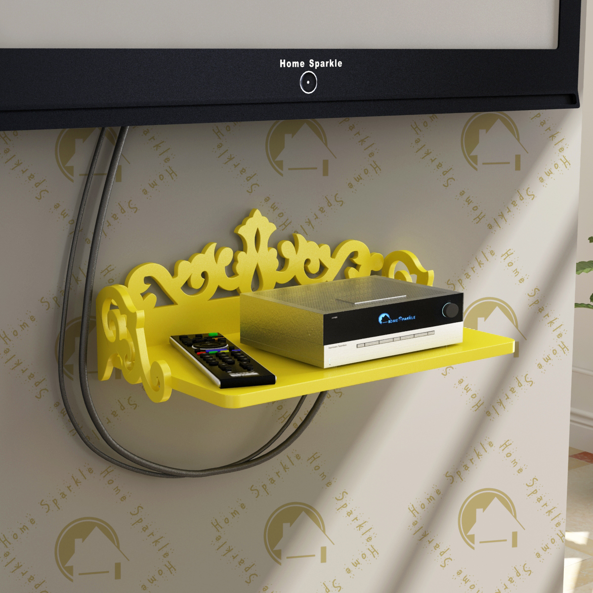 Buy Home Sparkle Carved Set Top Box Holder/Wifi Modem Stand, Suitable