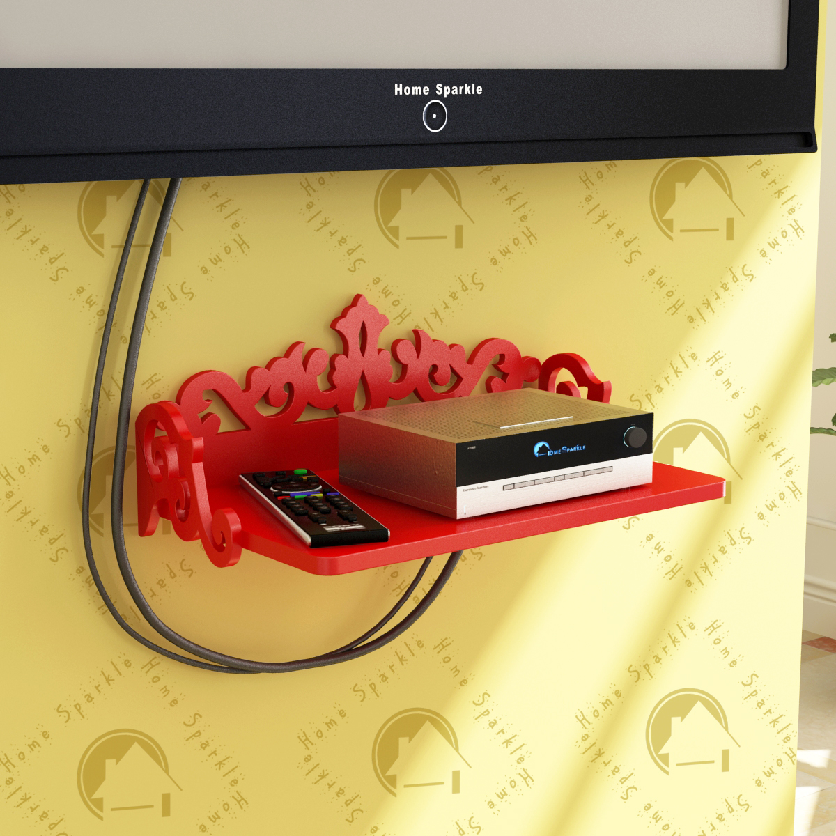 Buy Home Sparkle Carved Set Top Box Holder/Wifi Modem Stand, Suitable