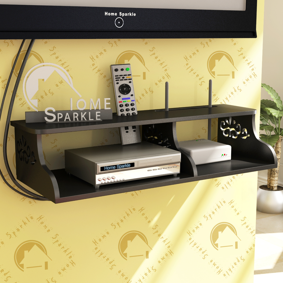 Buy Home Sparkle Carved Set Top Box Holder/Wifi Modem Stand, Suitable