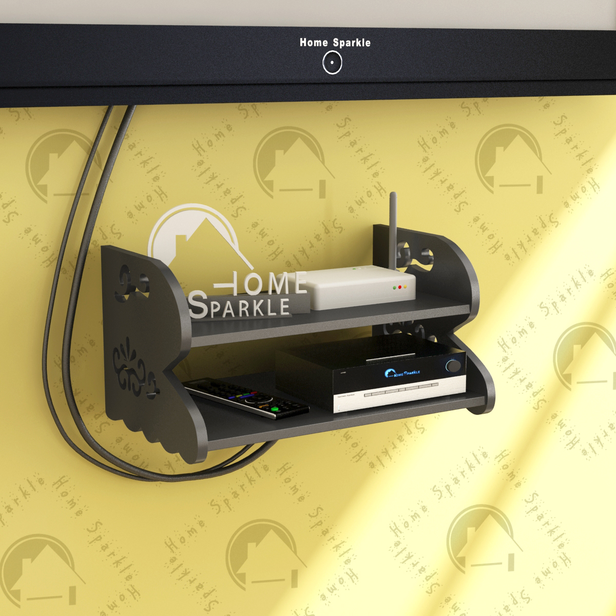 Buy Home Sparkle Carved Set Top Box Holder/Wifi Modem Stand, Suitable