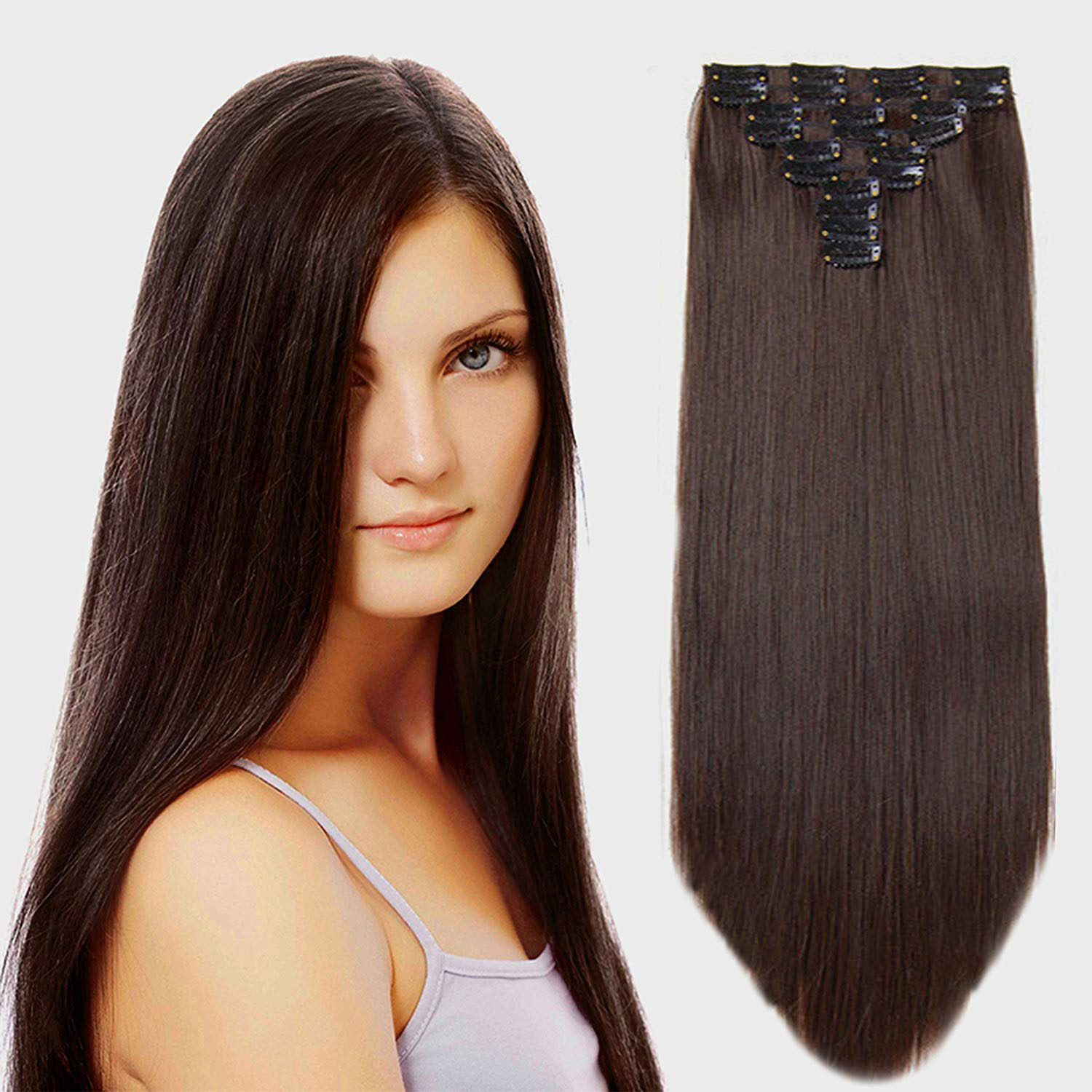 Buy GadinFashion 14 Clips Straight Head Hair Extensions For Women Real
