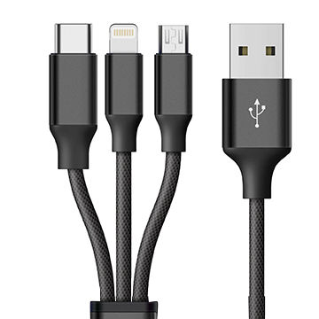 Buy 3in1 data cum charging cable for micro USB Type C and Lightening ...